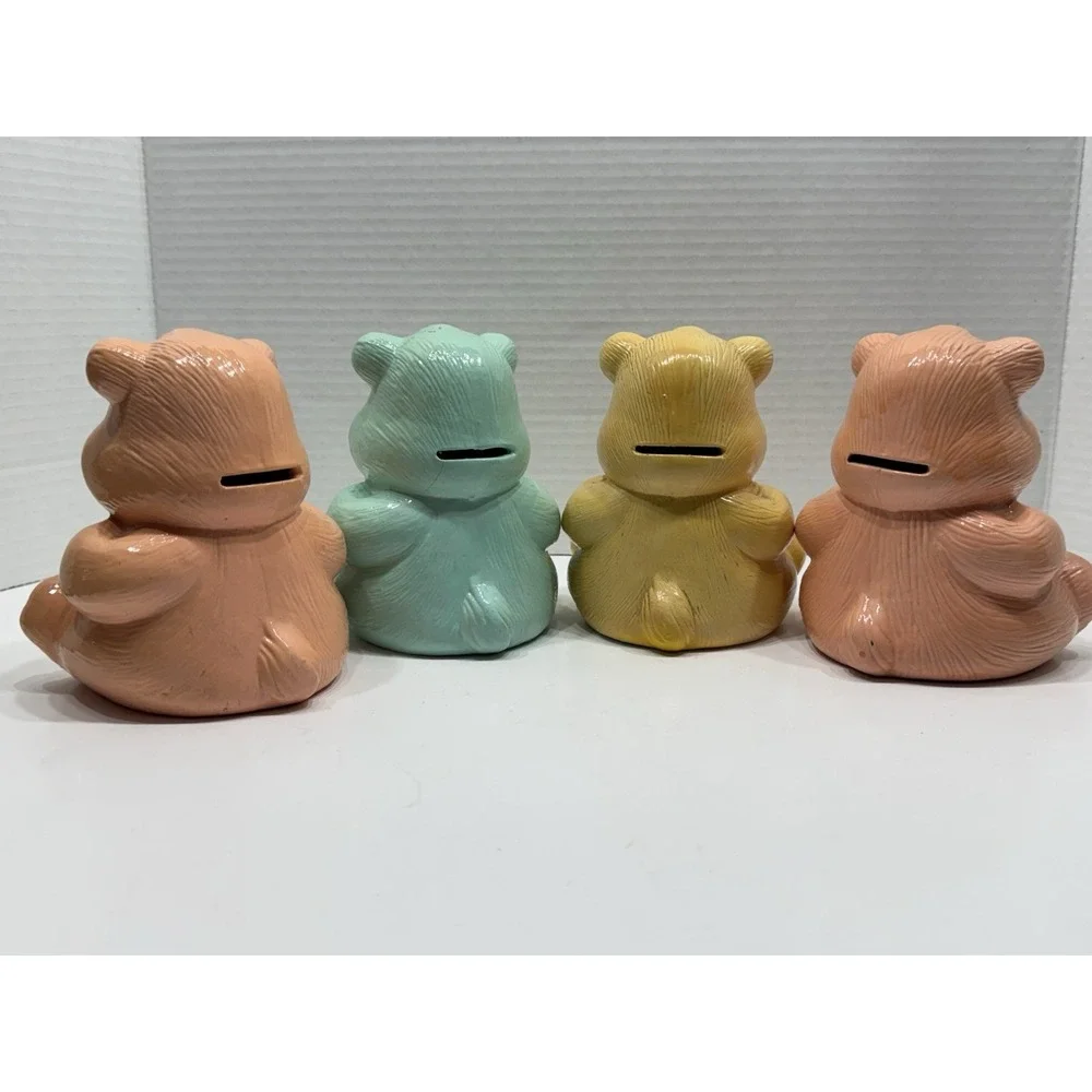 EUC Vintage (Lot Of 4) 1983 Care Bear Ceramic Coin Bank Piggy Banks 5